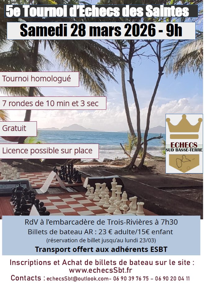 5ème Tournoi d&rsquo;échecs à la Ville de Terre de Haut : Un événement phare en Guadeloupe et Outre-mer