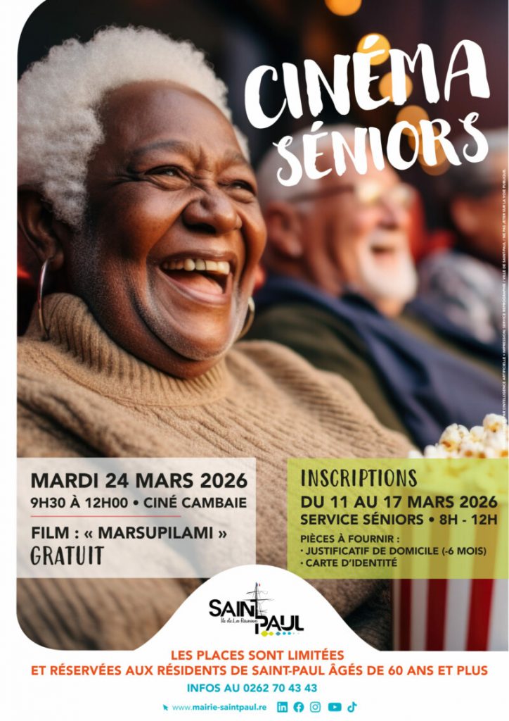 Cinéma gratuit pour les seniors de la Ville de Saint-Paul : vivez la culture à La Réunion en Outre-mer