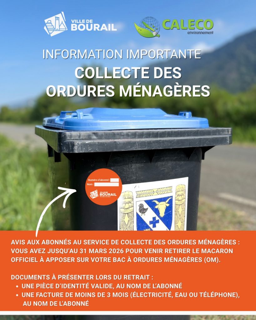Collecte des déchets à la Ville de Bourail : retire ton macaron en Nouvelle-Calédonie en Outre-mer