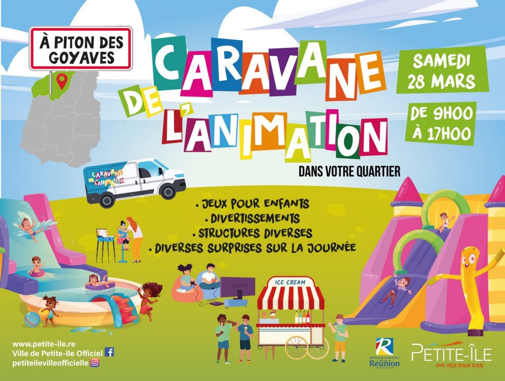 La Caravane de l&rsquo;Animation au quartier de Piton des Goyaves à la Ville de Petite-Île en Outre-mer sur l&rsquo;île de La Réunion