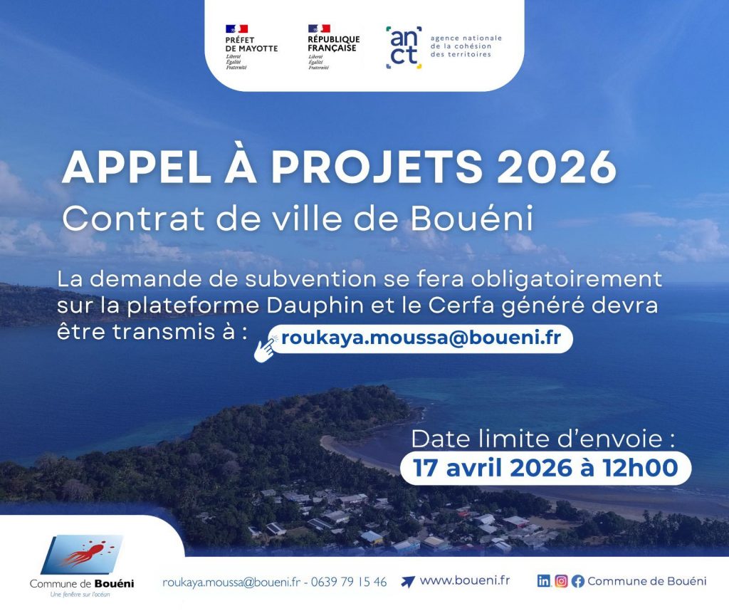 Commune de Bouéni : Lance ton projet pour le Contrat de Ville 2026 à Mayotte en Outre-mer
