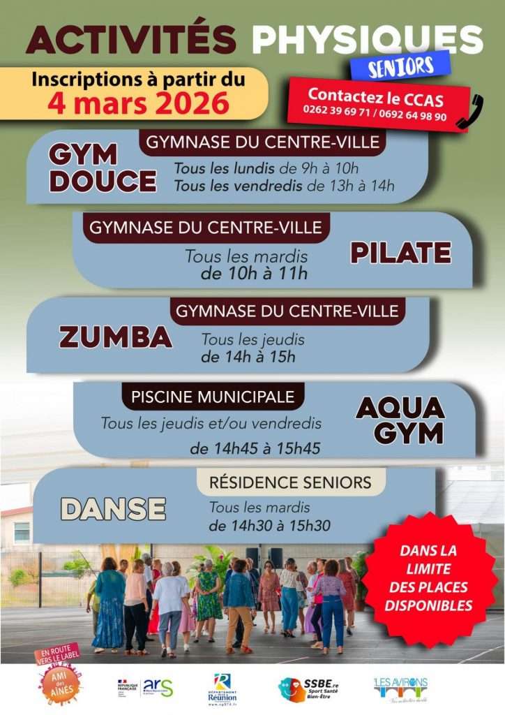 Seniors de la Ville des Avirons : bougez à La Réunion en Outre-mer dès mars 2026