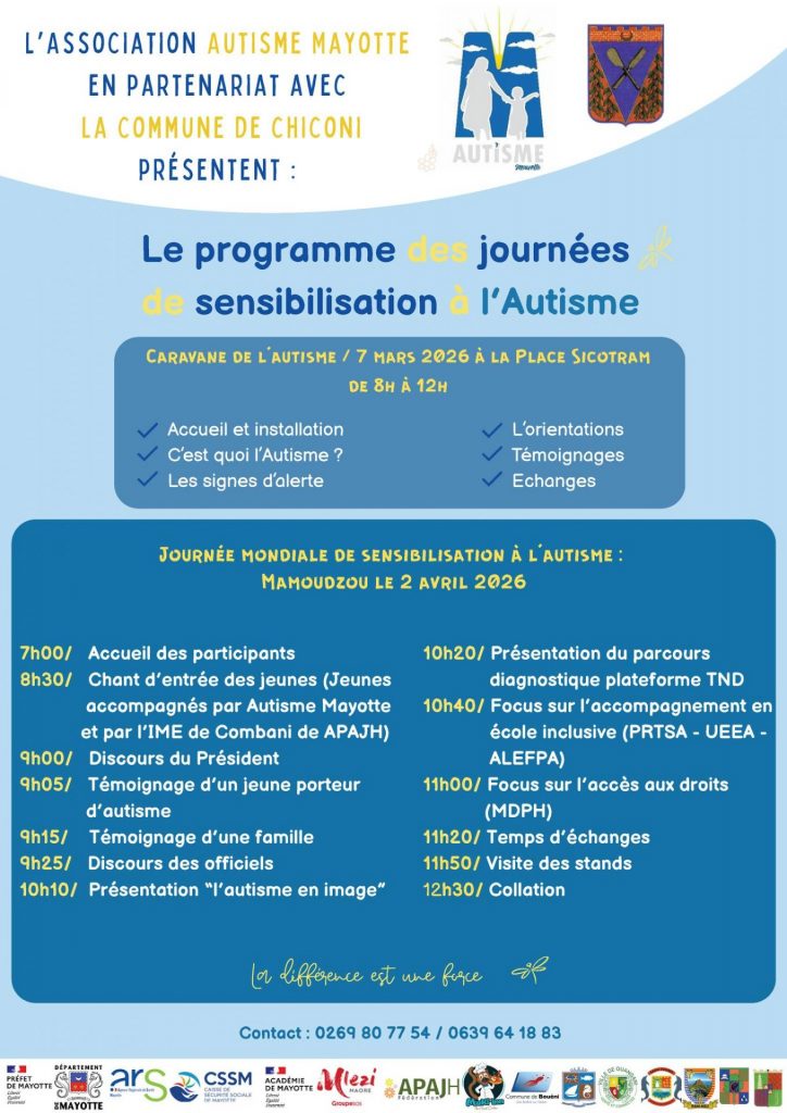 Sensibilisation à l&rsquo;autisme à la Ville de Chiconi à Mayotte, région d&rsquo;Outre-mer