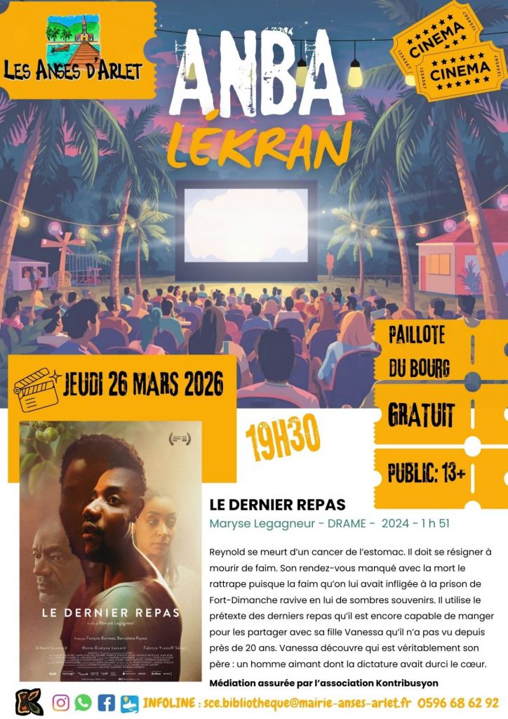 Soirée cinéma gratuite Anba Lekran en Martinique avec la Ville des Anses d’Arlet en Outre-mer