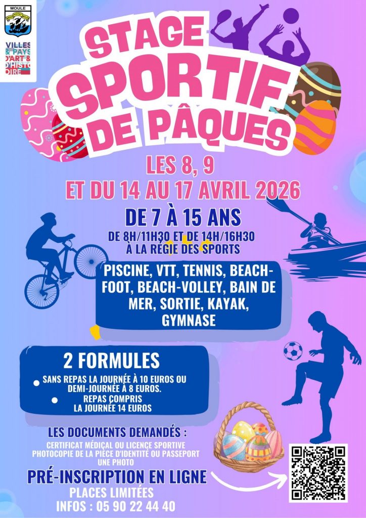 Vacances de Pâques 2026 : Stage sportif à la Ville du Moule en Guadeloupe, le rendez-vous incontournable en Outre-mer