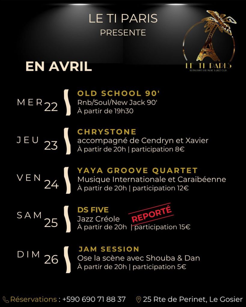 Le Ti Paris : l&rsquo;agenda culturel incontournable d&rsquo;avril en Guadeloupe Outre-mer