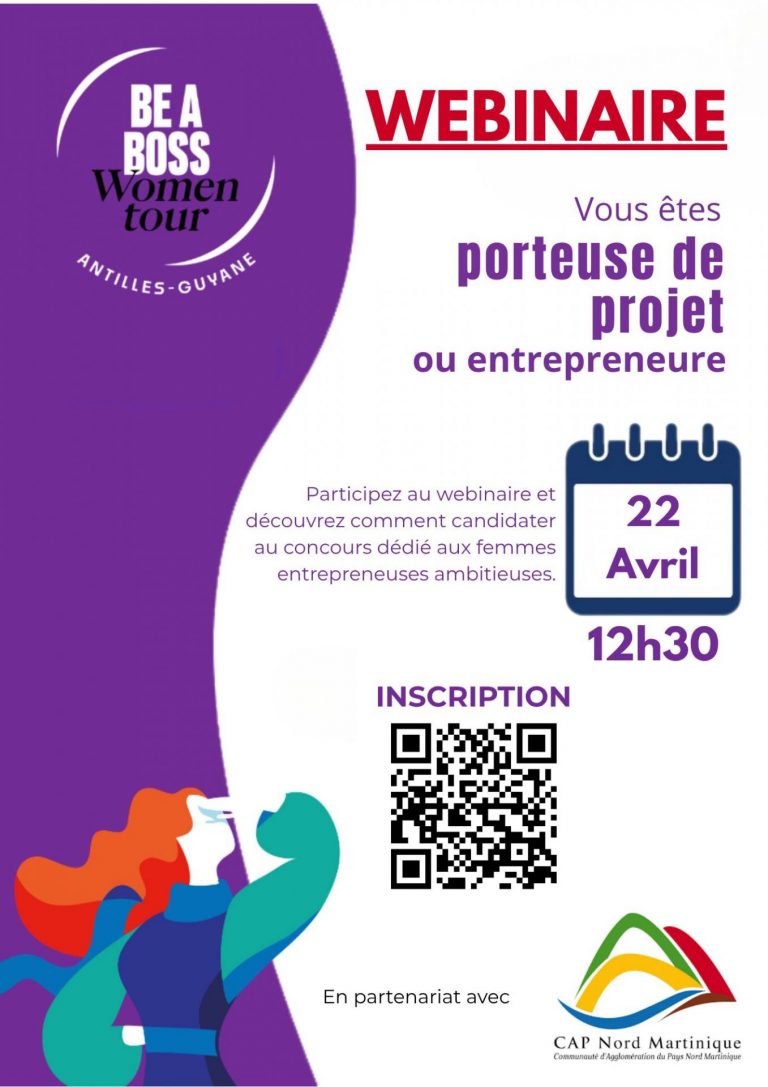 Be a boss Women Tour 2026 : propulse ton projet en Martinique avec CAP Nord Martinique et Outre-mer Tourisme