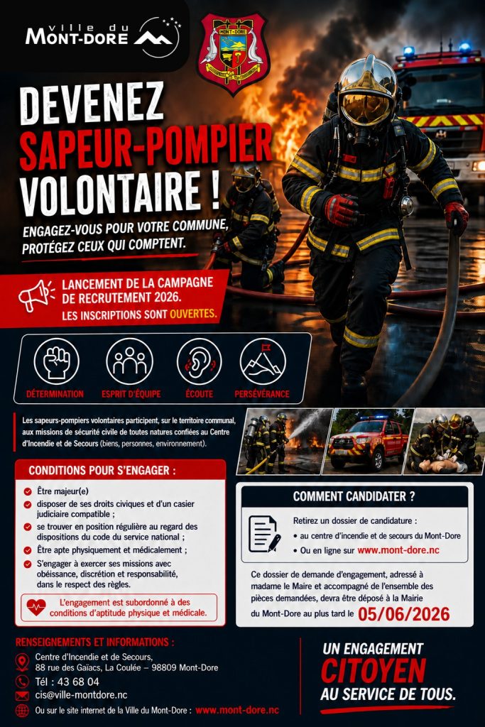 Devenir sapeur-pompier volontaire dans la Ville du Mont-Dore en Nouvelle-Calédonie : un engagement citoyen fort en Outre-mer