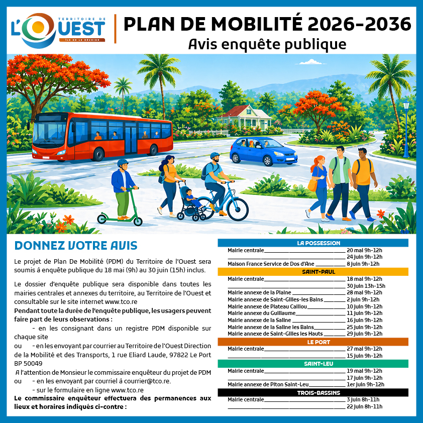 Mobilité durable en Outre-mer : le Territoire de l&rsquo;Ouest à La Réunion prépare son futur
