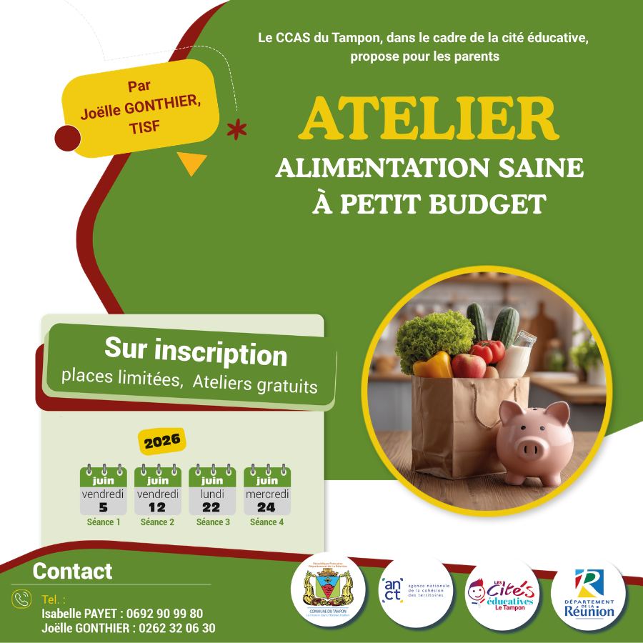 Atelier cuisine avec La Ville du Tampon-ÉVÈNEMENTS : maîtrise ton alimentation et ton budget à La Réunion en Outre-mer avec Outre-mer Tourisme