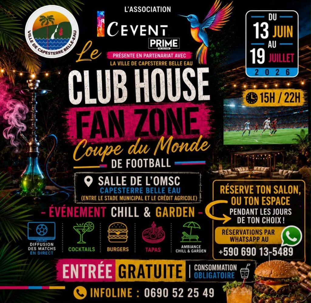 Activités insolites en Guadeloupe : Où vibrer en direct dans la Fan Zone officielle de la Coupe du Monde 2026 en Outre-mer avec la Ville de Capesterre Belle-Eau ?