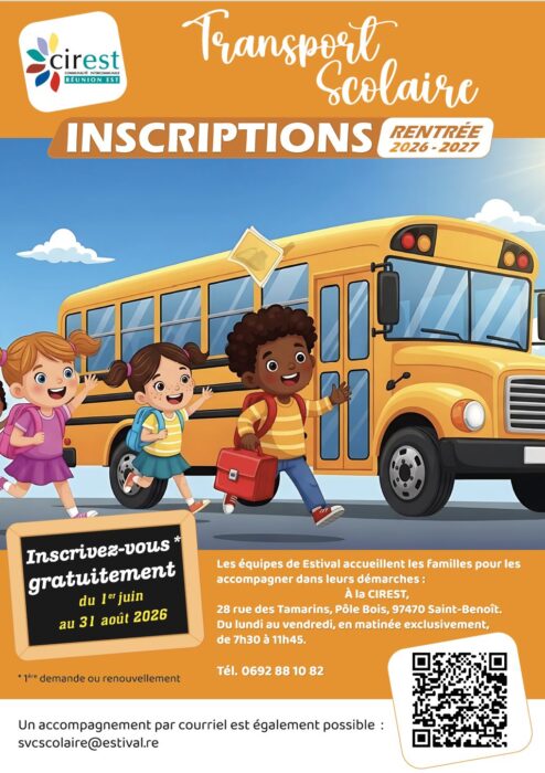 Inscription au transport scolaire à La Réunion : facilitez la rentrée avec la Cirest, la communauté d&rsquo;agglomération de l&rsquo;Est de La Réunion, le réseau connecté de l’Outre-mer