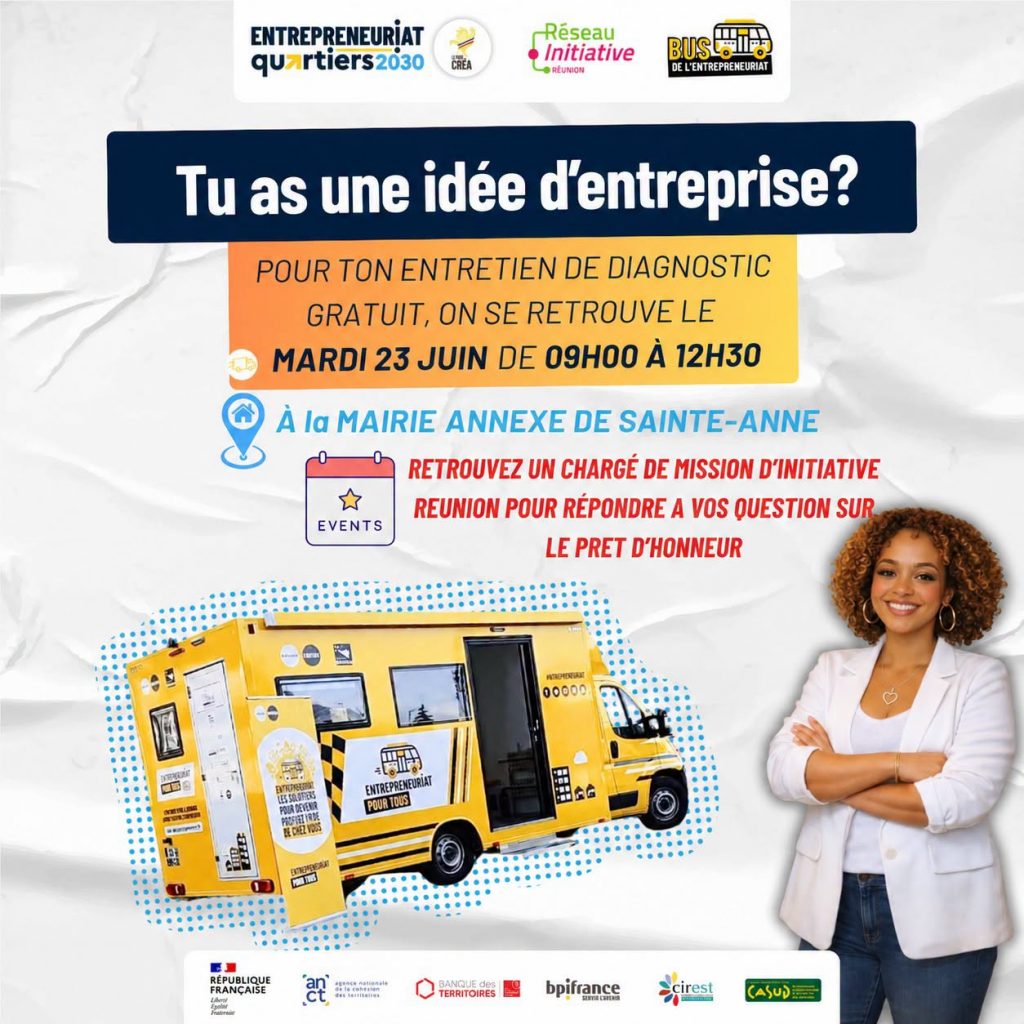 Comment créer son entreprise en Outre-mer ? Le Bus de l’Entrepreneuriat et Info Jeunes Saint-Benoît coachent vos projets à La Réunion