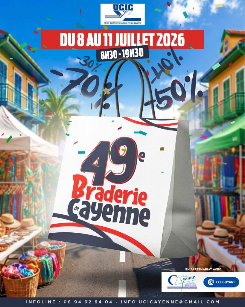 Où faire de bonnes affaires cet été ? Ne manquez pas la Braderie de Cayenne, l&rsquo;événement shopping incontournable soutenu par la CCI de Région Guyane en Outre-mer