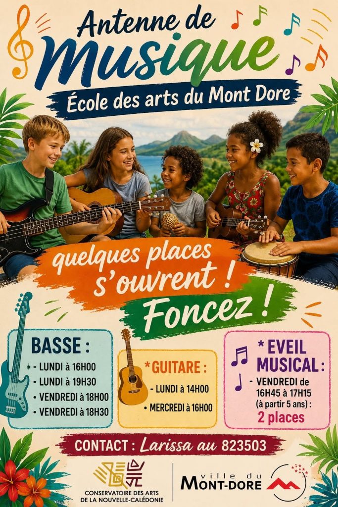 Où inscrire ses enfants pour des activités artistiques en Nouvelle-Calédonie ? Saisissez les dernières places à l&rsquo;école des arts au Centre Culturel Du Mont-Dore, la référence culturelle en Outre-mer !