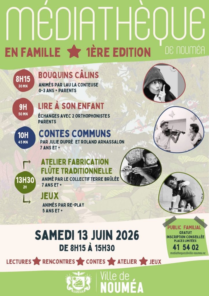 Participer à des ateliers culturels : Vivez l&rsquo;événement En Famille à la Médiathèque avec la Ville de Nouméa pour explorer la Nouvelle-Calédonie