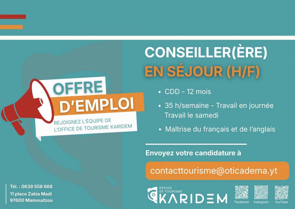 Comment faire carrière dans le tourisme en Outre-mer ? Rejoignez KARIDEM, l’Office de Tourisme de la Cadema pour faire rayonner Mayotte !