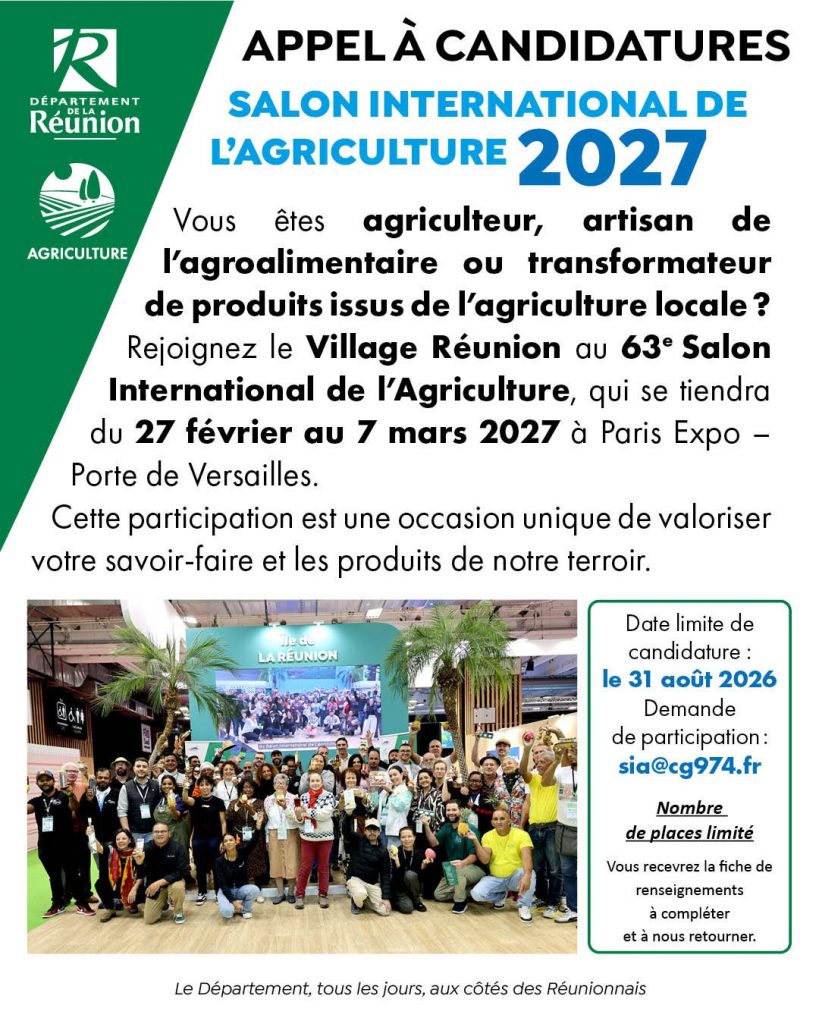 Que faire au Salon de l&rsquo;Agriculture 2027 ? Découvrez le savoir-faire unique du Département de La Réunion en Outre-mer !