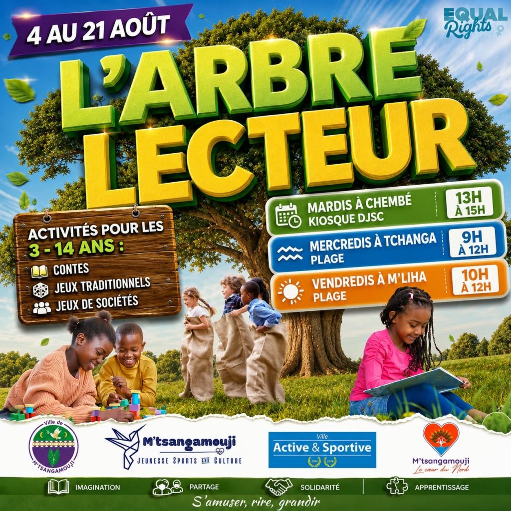 Explorer la commune de M&rsquo;tsangamouji à Mayotte : L&rsquo;événement gratuit « L&rsquo;Arbre Lecteur » enchante les familles en Outre-mer
