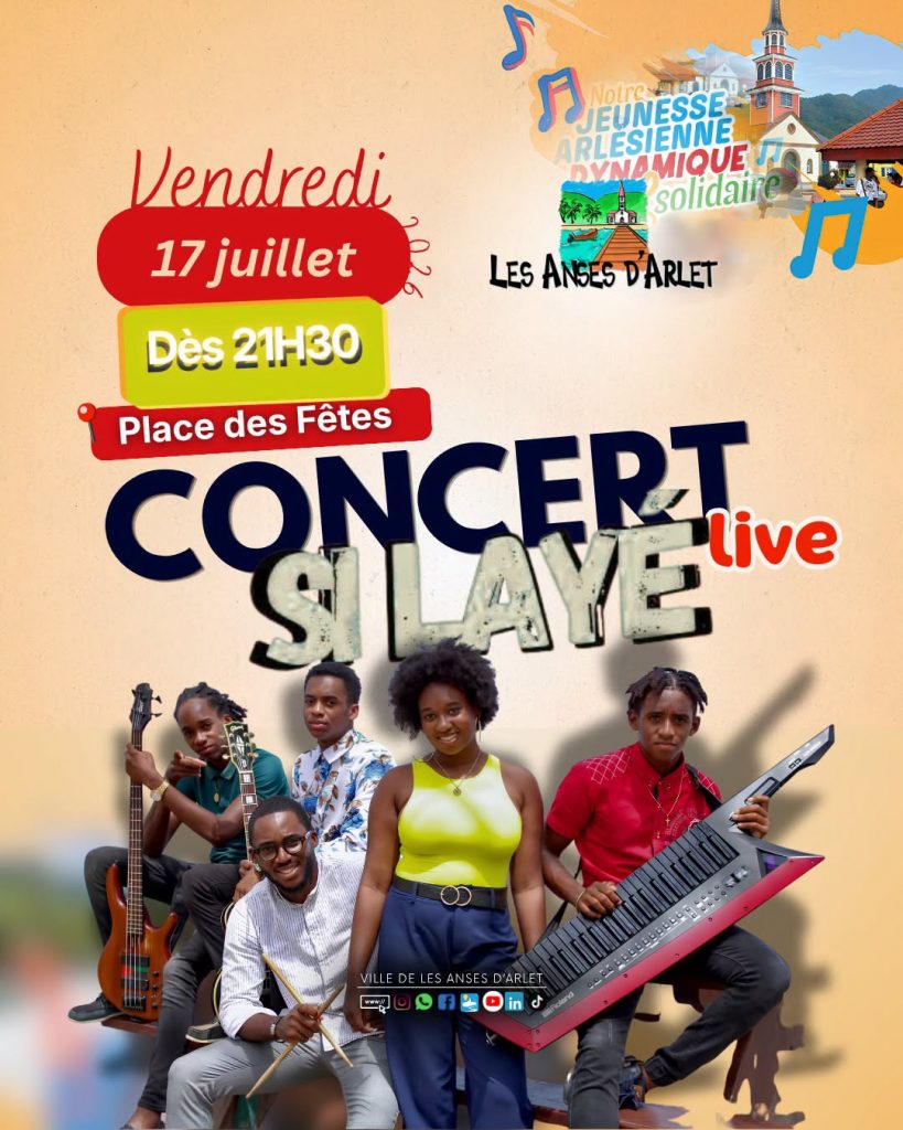 Quelle destination choisir pour faire la fête ? Vibrez au concert gratuit du groupe Silayé pour la fête patronale de la Ville de Les Anses d&rsquo;Arlet en Martinique, perle de l&rsquo;Outre-mer