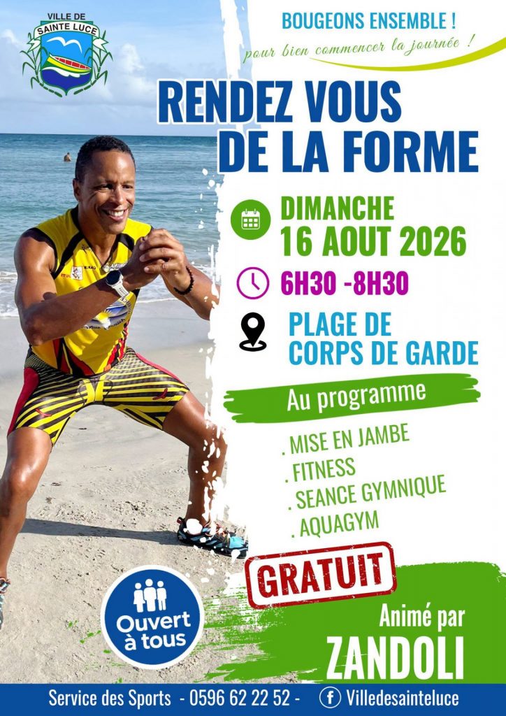 Comment garder la forme à Sainte-Luce en Martinique ? Participez au Rendez-vous de la Forme sur la plage de Corps de Garde
