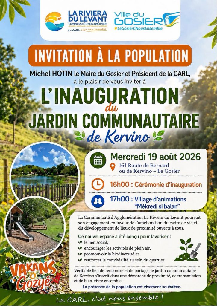Comment profiter du nouveau Jardin de Kervino en Guadeloupe avec la Communauté d&rsquo;Agglomération Riviera du Levant (CARL) en Outre-mer ?