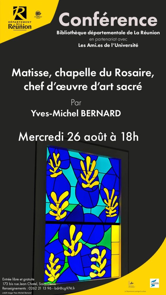 Quoi faire à La Réunion ? Conférence sur Matisse à la Bibliothèque départementale de la Réunion en Outre-mer