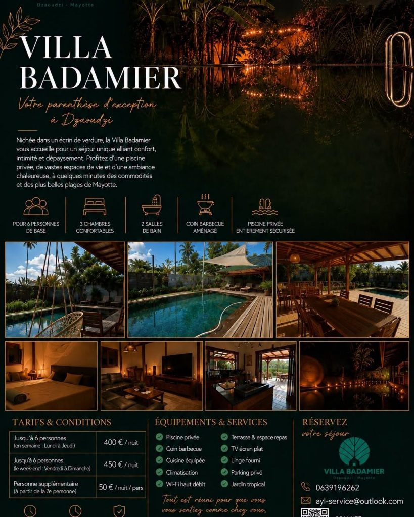 Séjour d&rsquo;exception à Petite-Terre : Séjournez à la Villa Badamier à Dzaoudzi, un écrin de charme à Mayotte