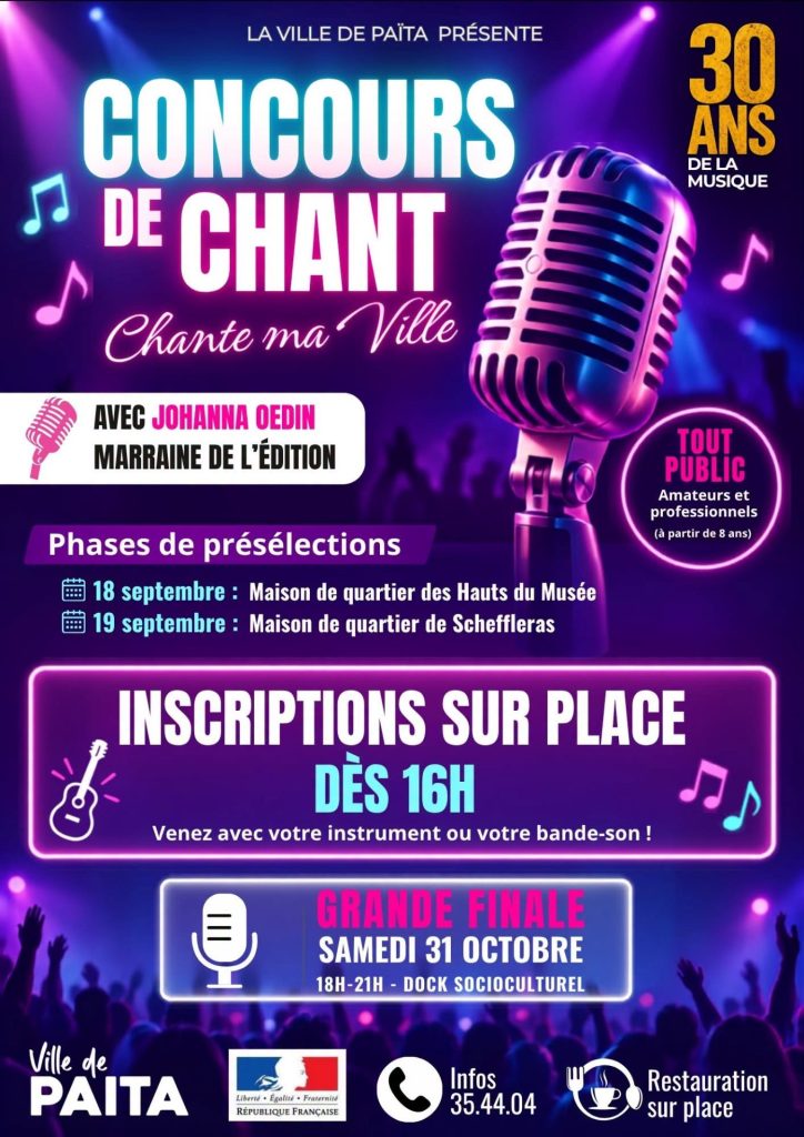 Que faire à Païta : découvrez le concours de chant lors des 30 ans de la musique en Nouvelle-Calédonie en Outre-mer